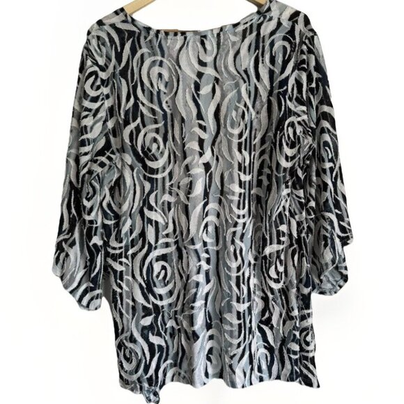 John Mark Tunic Top  Women's Size L Artsy Whimsical Flowy 3/4 Sleeves Old Money - Picture 12 of 13